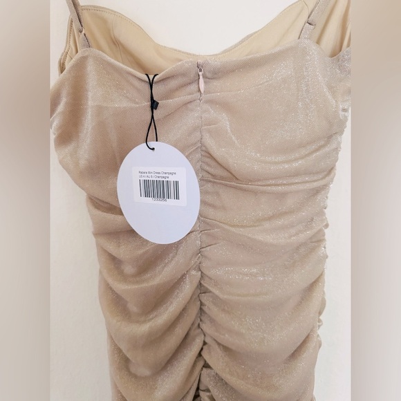 NWT Princess Polly Rabara Metallic Champagne Mini Dress Size 4 / Small - Picture 6 of 10